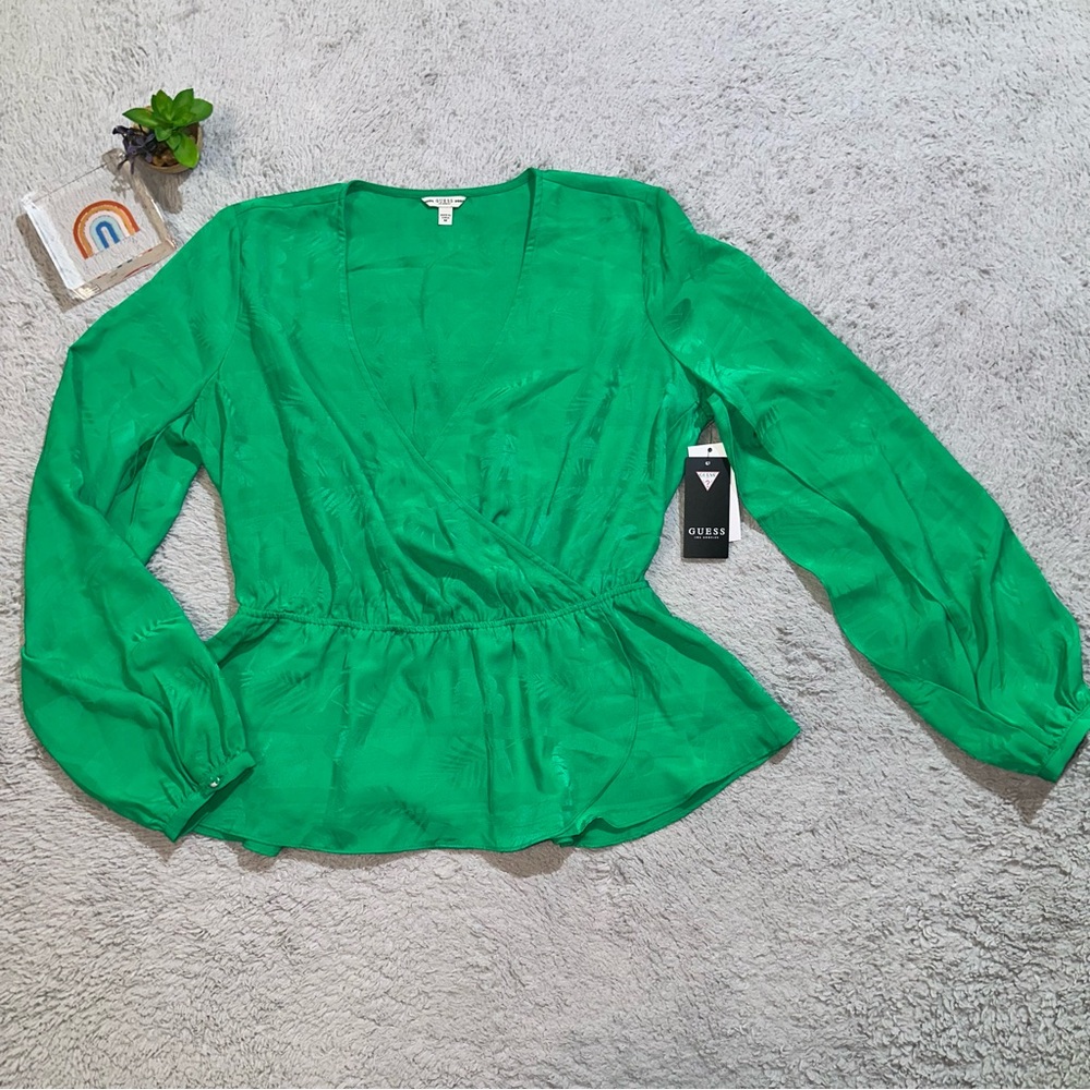 Guess shiny leaves Green Women's Top
